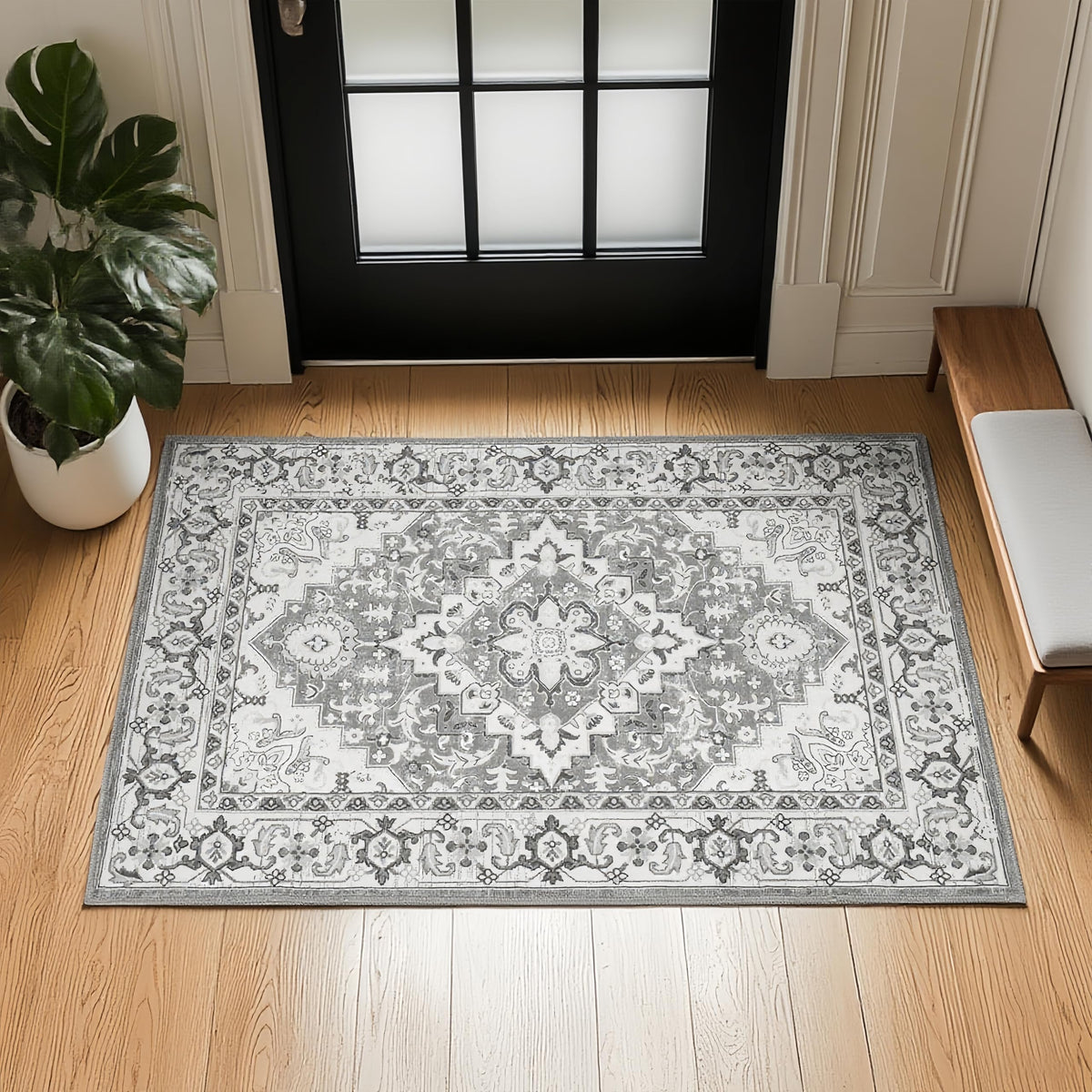 Lofus 5x7 Area Rugs for Living Room Bedroom, Soft Boho Carpet Floral Brown
