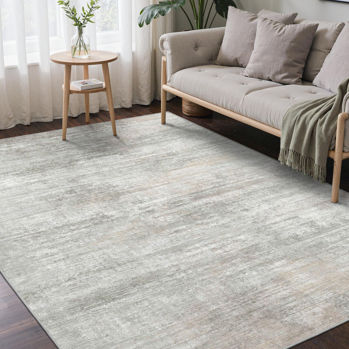 BEIMO 5x7 Green Abstract Area Rug, Washable Non-Slip for Bedroom