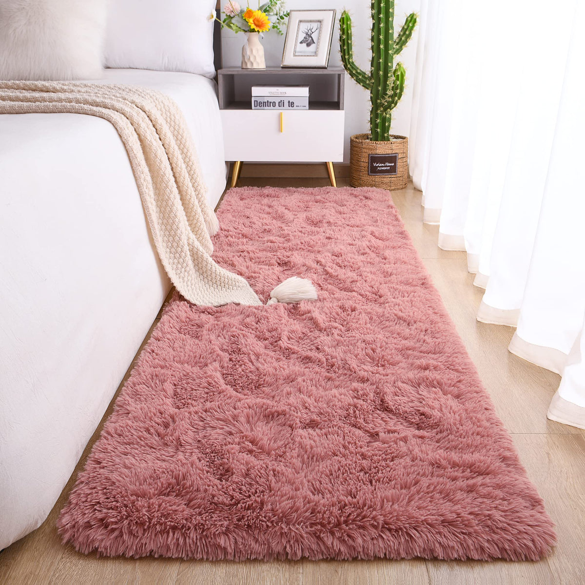 Chicrug Soft Runner Rug for Bedroom Living Room Plush Fluffy Rugs 2x6