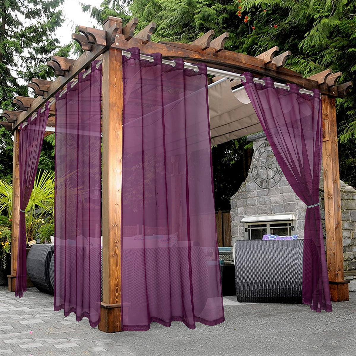 BONZER White Outdoor Sheer Curtains for Patio Waterproof 2 Panels