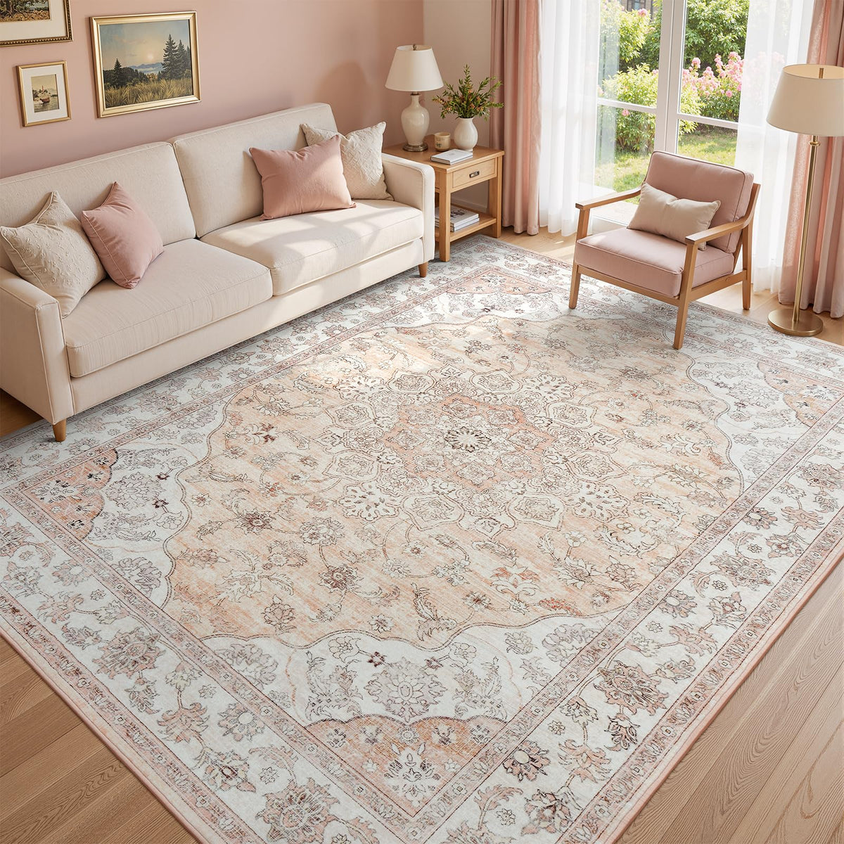 Lessymo 8x10 Washable Area Rug for Living Room Bedroom, Large Non-Slip Rug