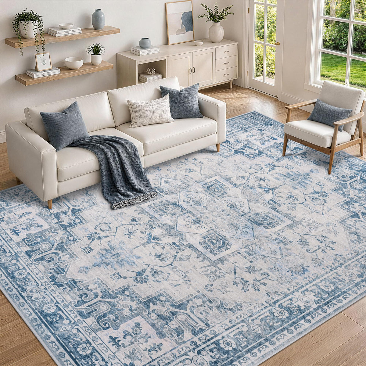 8x10 Area Rugs for Living Room Washable Non-Slip Rug Beige