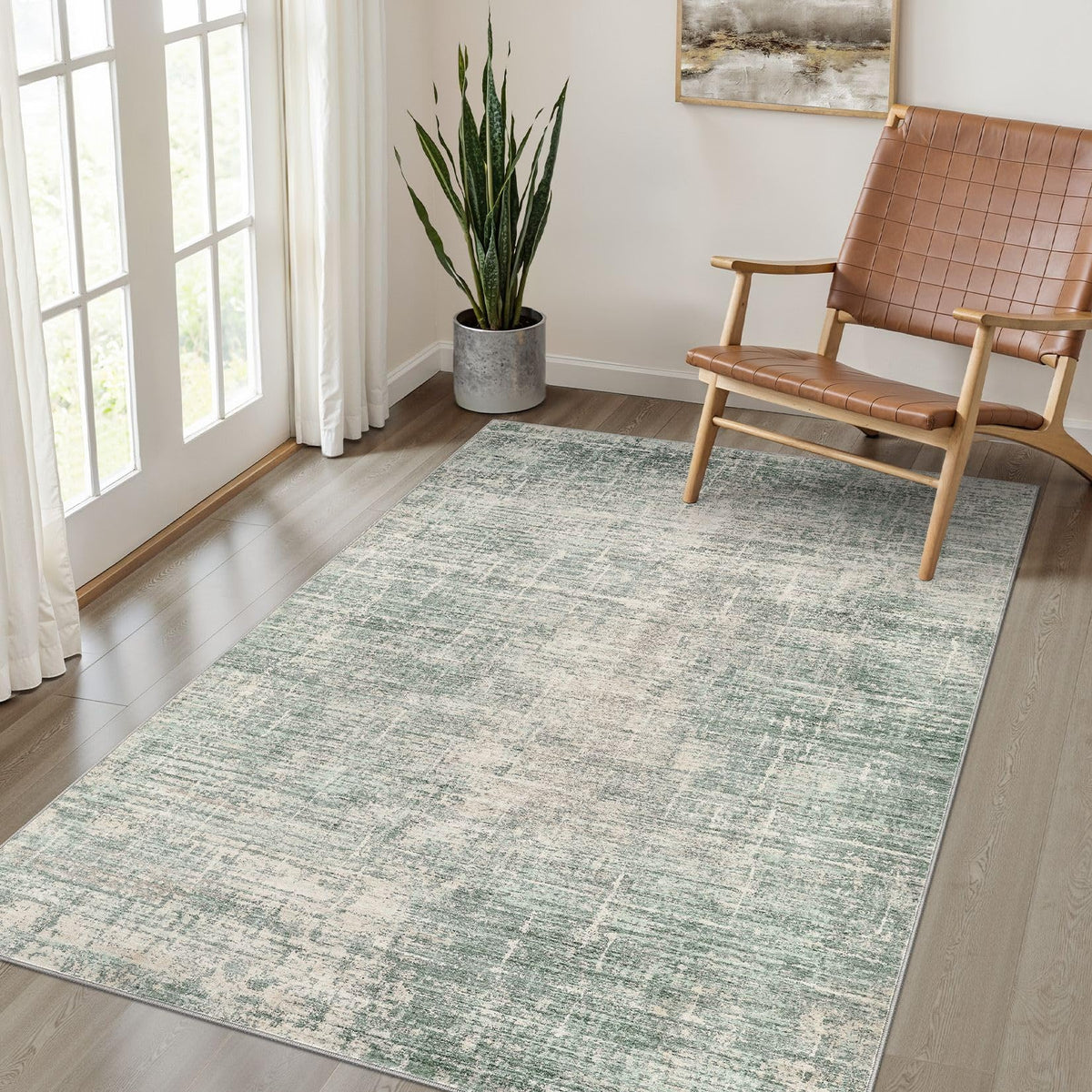 LOONGRUG 8x10 Area Rugs Washable Neutral Modern Rug for Living Room Brown