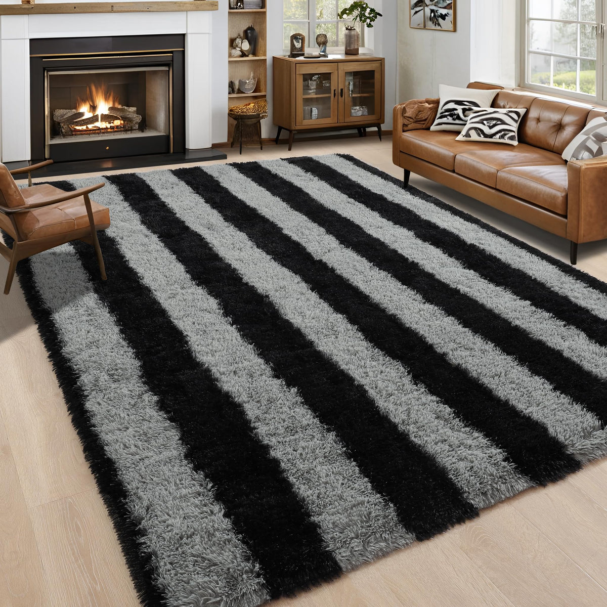 Noahas 2x6 Black Fluffy Soft Runner Rug Non-Slip for Bedroom Dorm Hallway