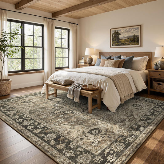 Lessymo 8x10 Washable Area Rug for Living Room Bedroom, Large Non-Slip Rug