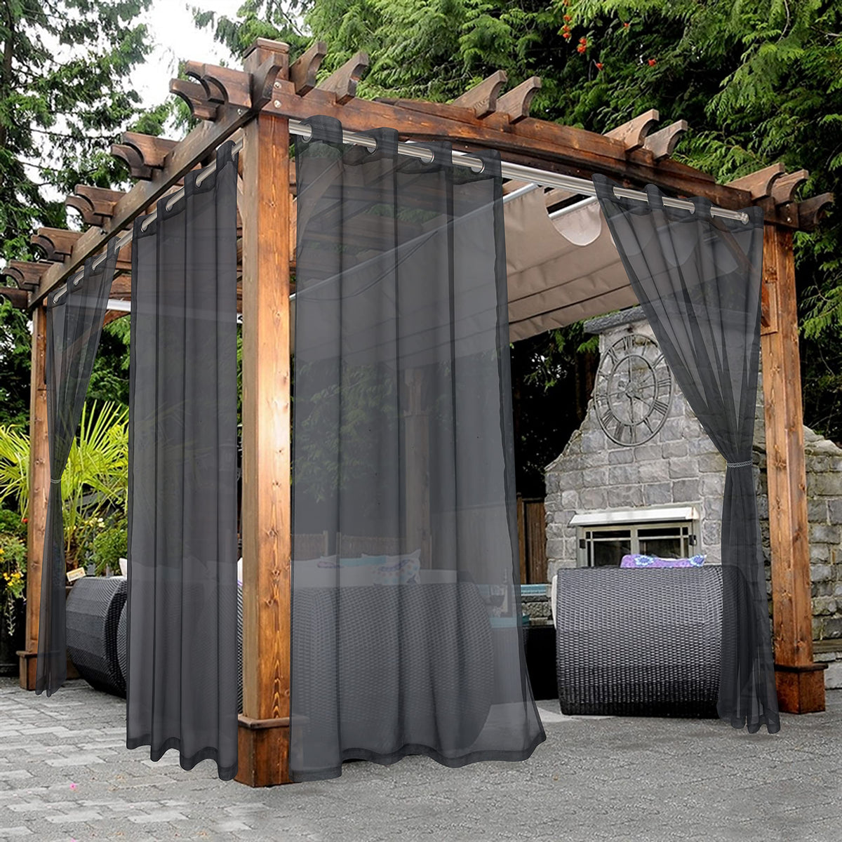 BONZER White Outdoor Sheer Curtains for Patio Waterproof 2 Panels