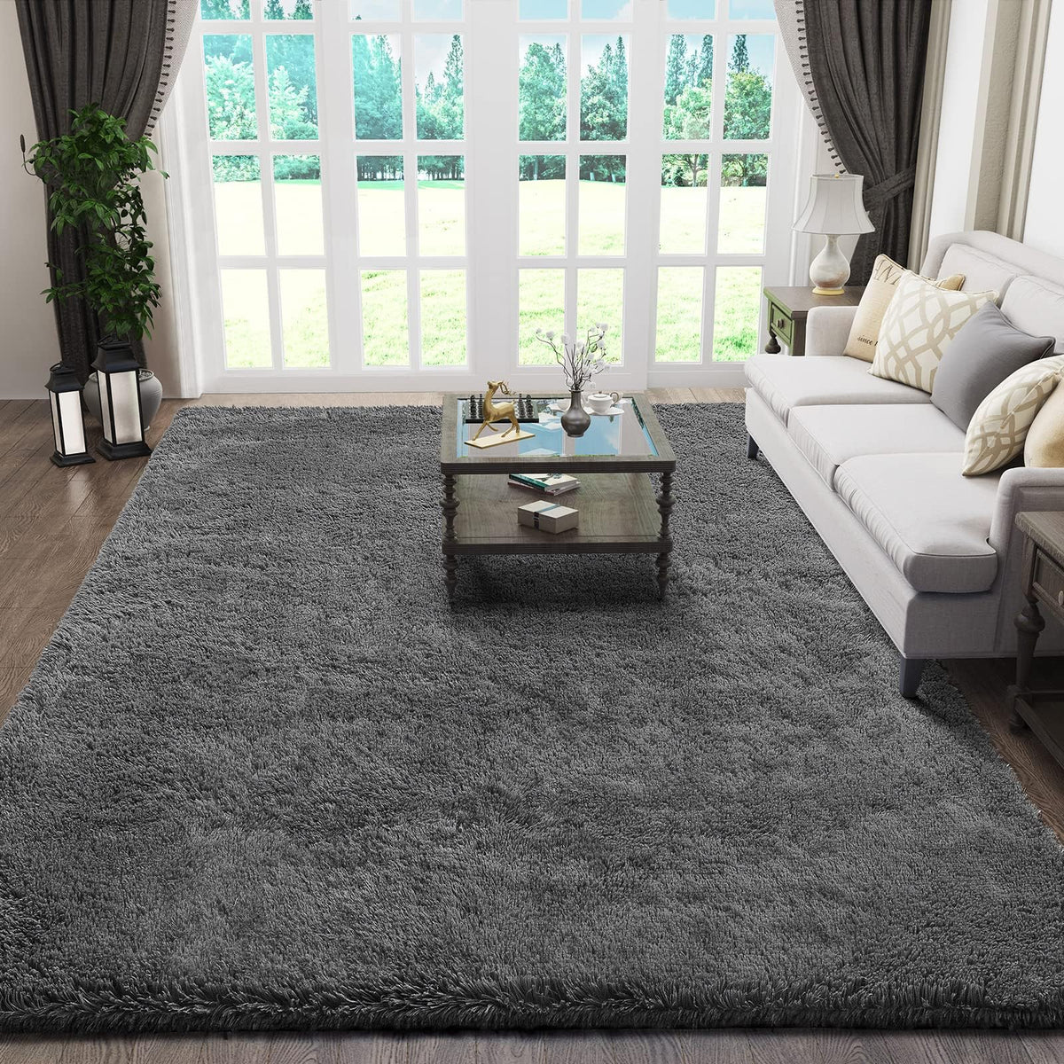 Ophanie 5x7 Area Rugs for Living Room Ivory, Fluffy Shag Large Fuzzy Plush Soft Rug, Shaggy Floor Big Carpets for Bedroom Nursery, Kids Home Decor Aesthetic with Over 99 pcs Pile fibers