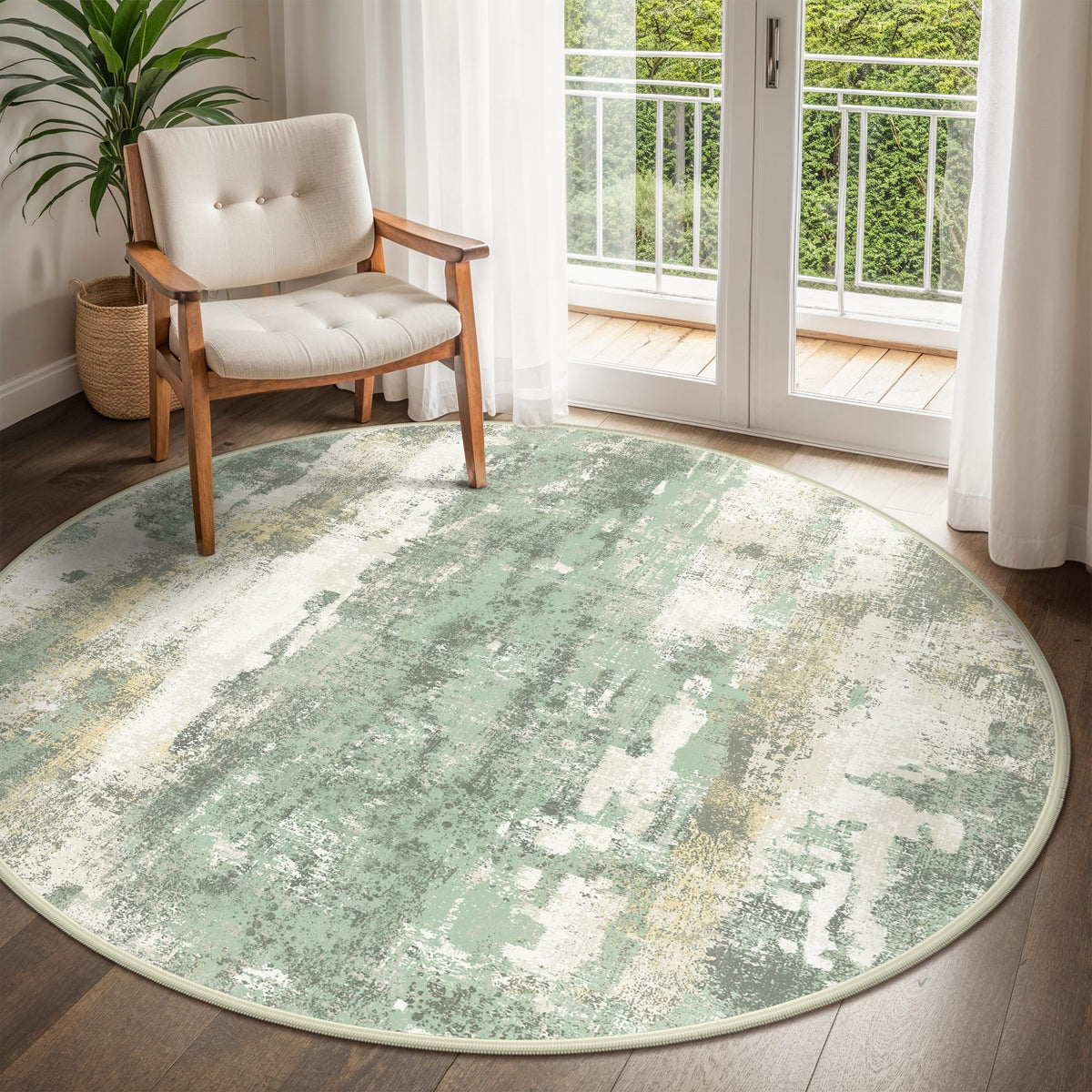 BEIMO 5x7 Green Abstract Area Rug, Washable Non-Slip for Bedroom