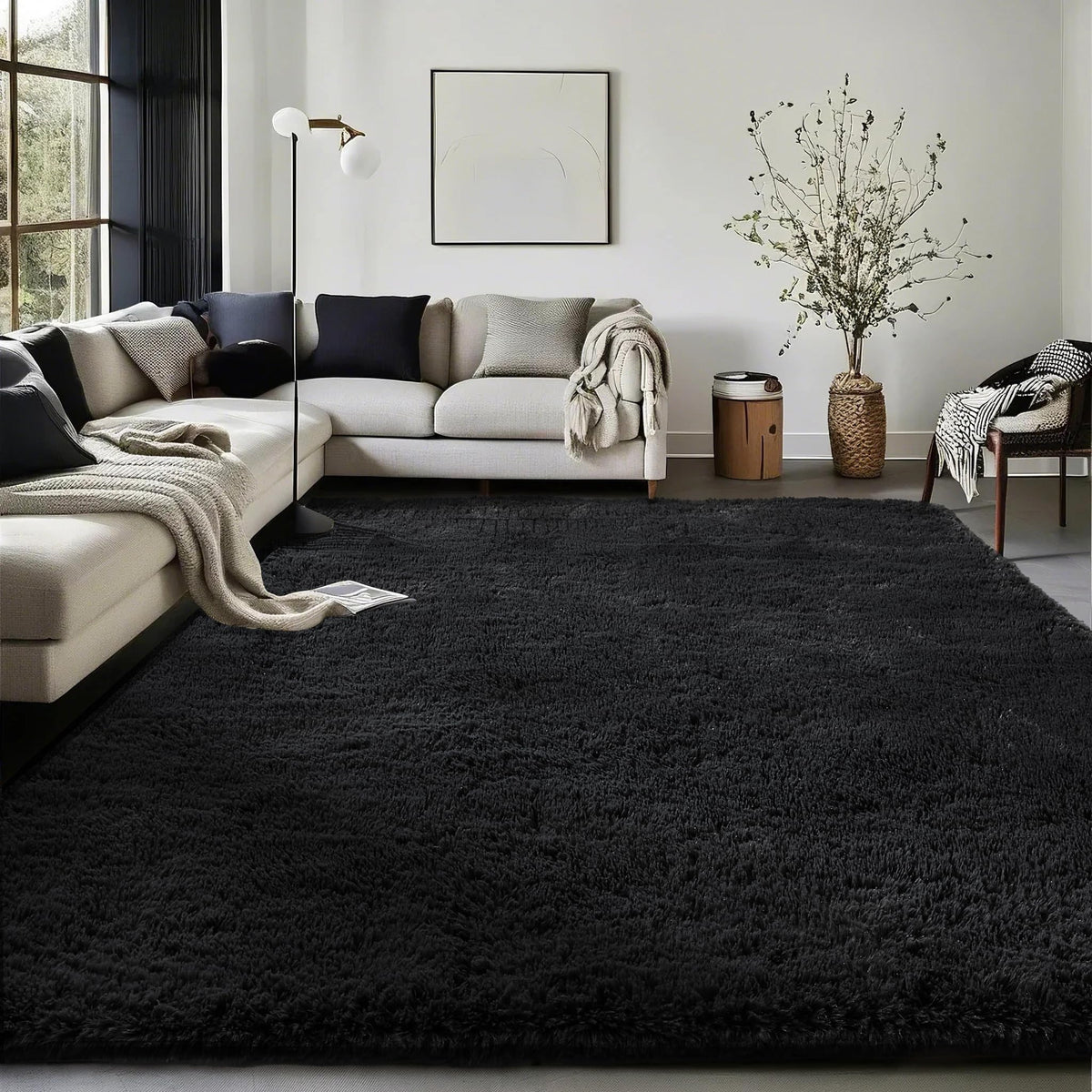 Ophanie 5x7 Area Rugs for Living Room Ivory, Fluffy Shag Large Fuzzy Plush Soft Rug, Shaggy Floor Big Carpets for Bedroom Nursery, Kids Home Decor Aesthetic with Over 99 pcs Pile fibers