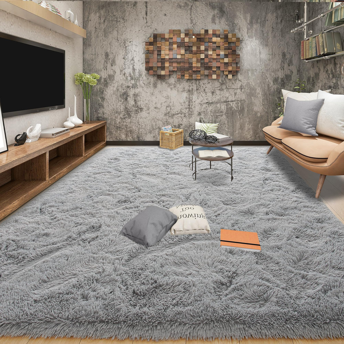 Tepook 4x6 Soft Fluffy Rug for Bedroom Fuzzy Black Rugs for Living Room