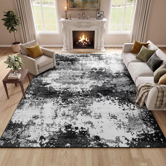 Black Washable Rug 5x7 Area Rugs for Living Room Bedroom Carpet