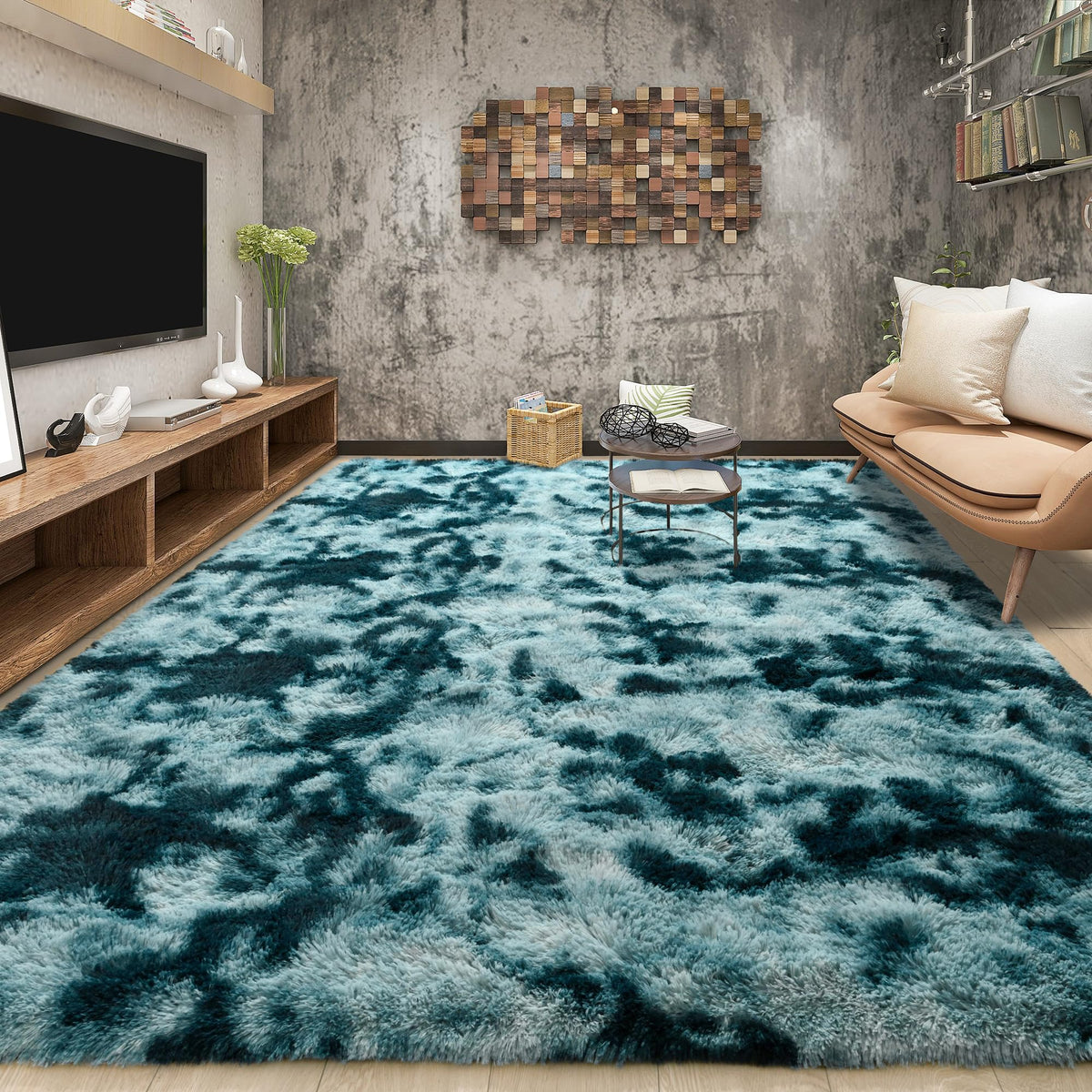 Tepook 4x6 Soft Fluffy Rug for Bedroom Fuzzy Black Rugs for Living Room