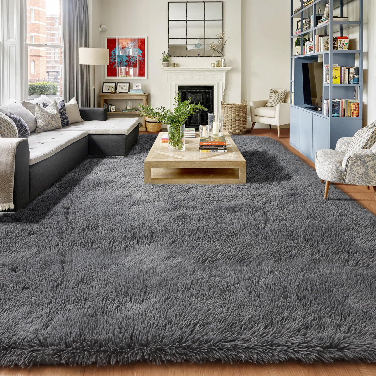 Rainbow Area Rugs for Girls Bedroom Fluffy Soft Vibrant Rugs Kids Playroom