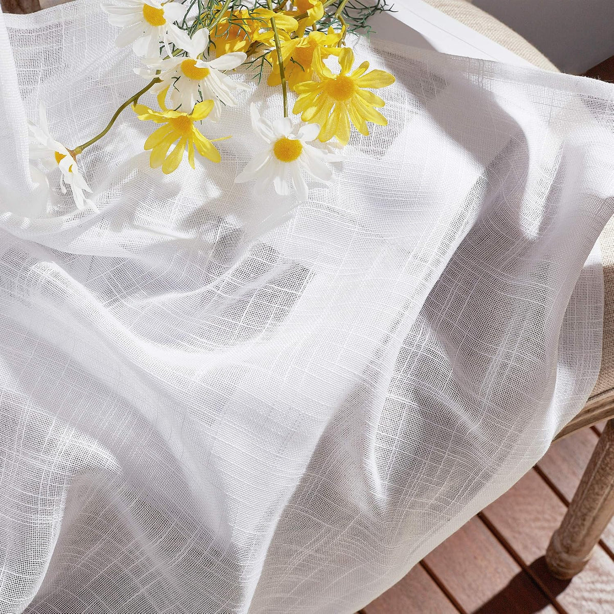 NICETOWN White Sheer Curtains for Windows 84 Inch Length, 52" W, 2 Panels