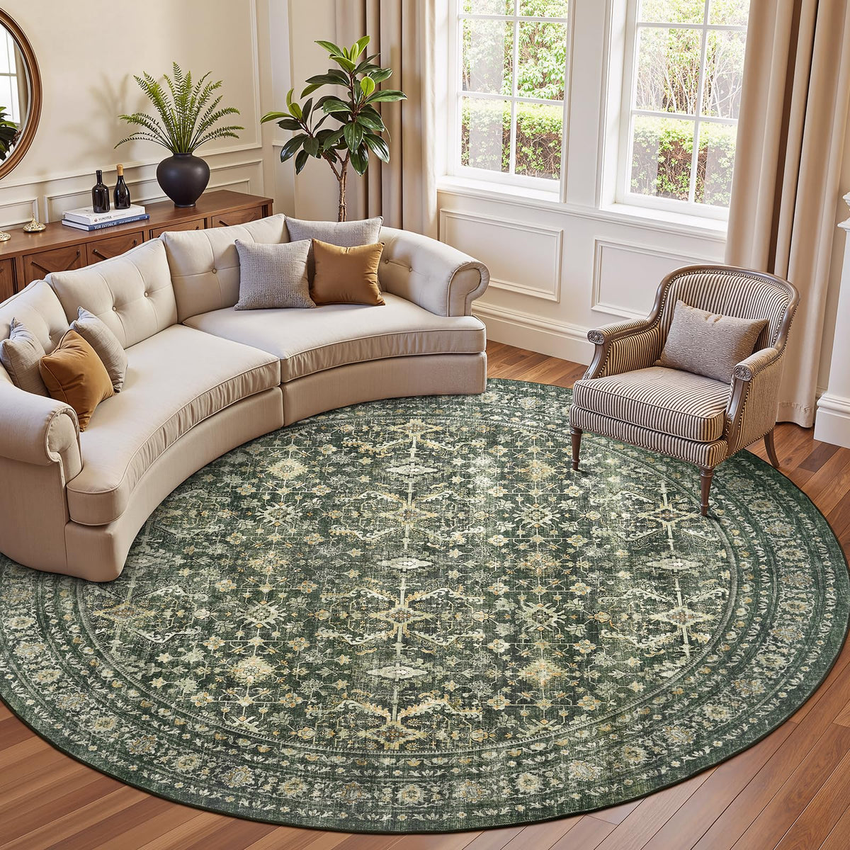 8x10 Area Rugs for Living Room Green Washable Non-Slip Large Carpet