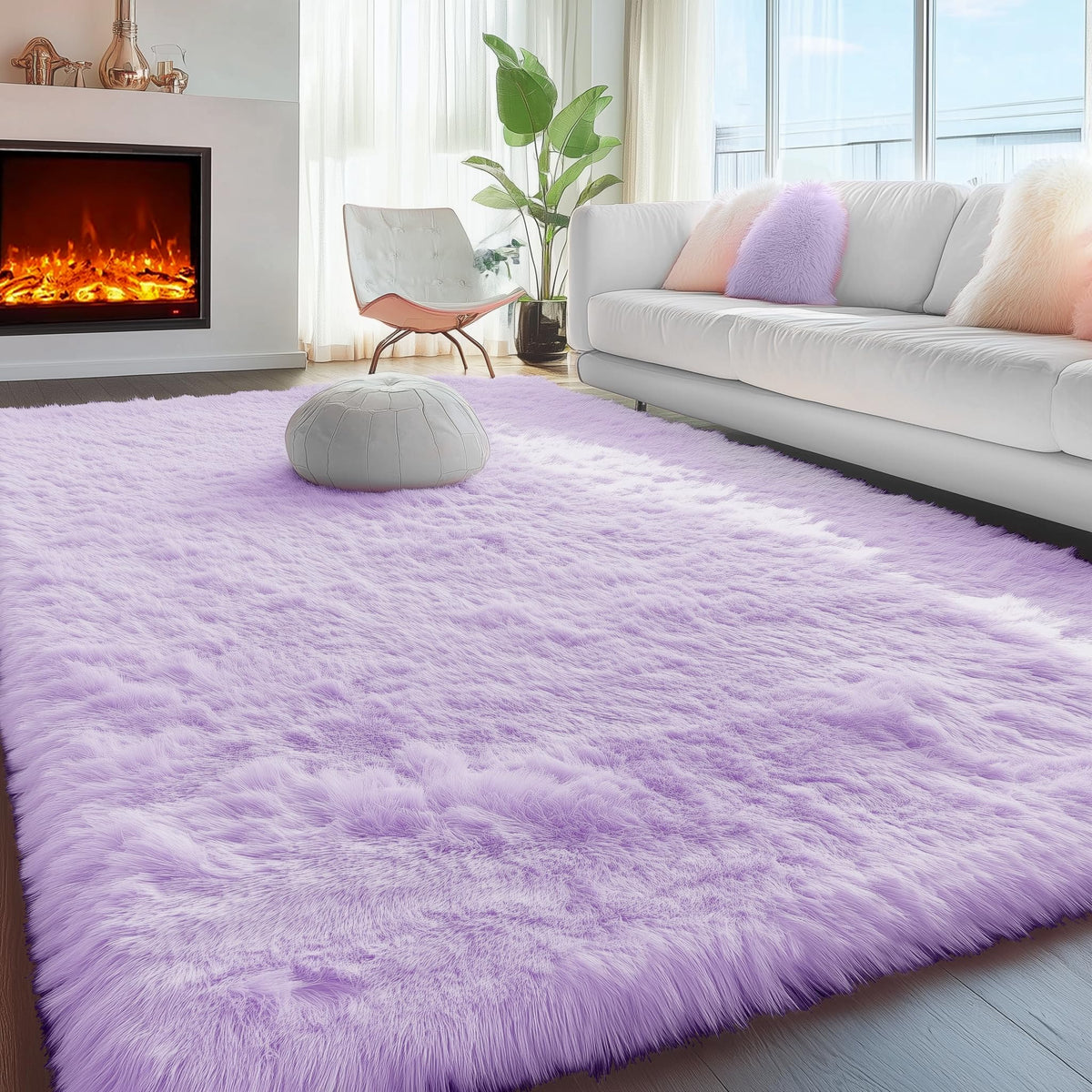 Rainbow Area Rugs for Girls Bedroom Fluffy Soft Vibrant Rugs Kids Playroom