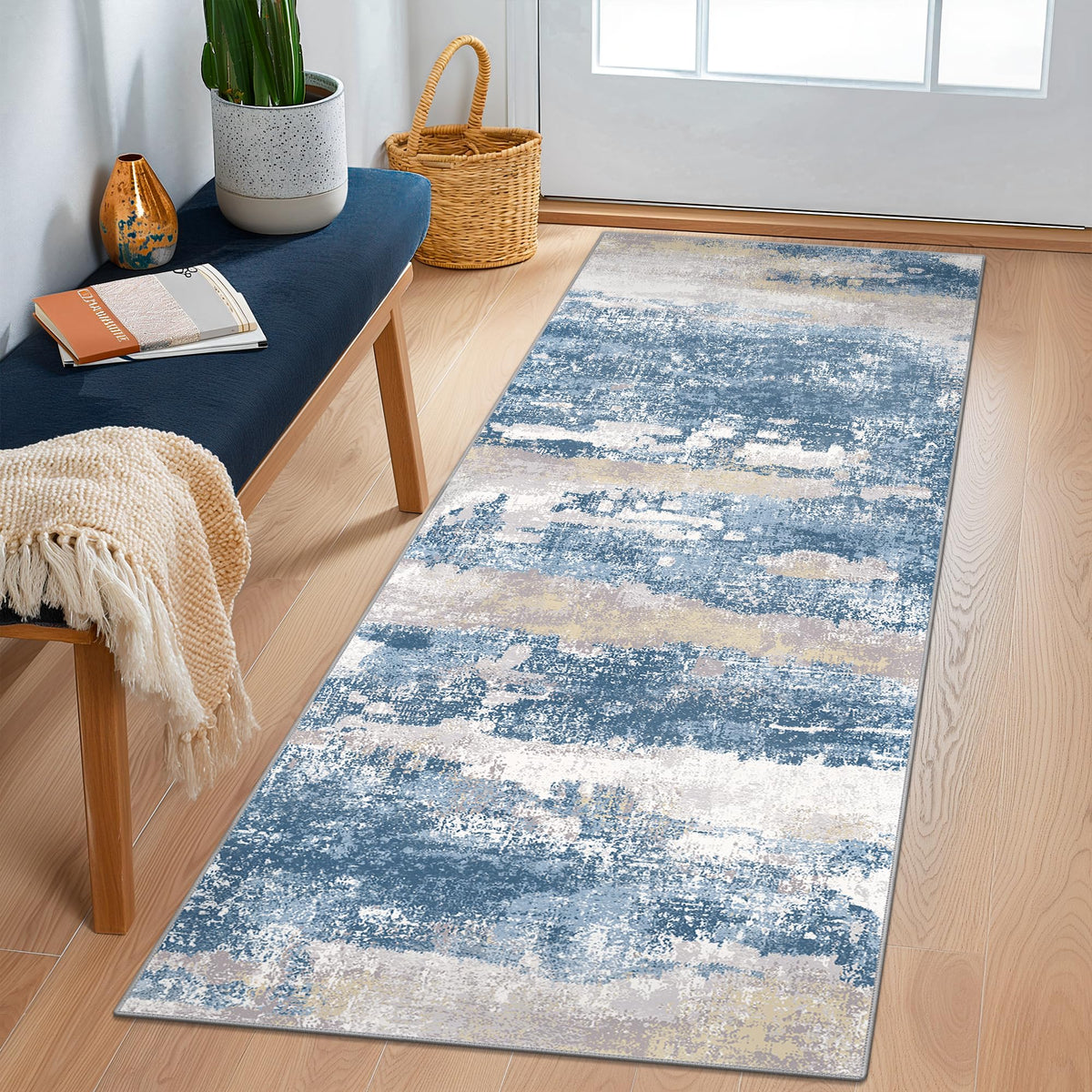BEIMO 5x7 Green Abstract Area Rug, Washable Non-Slip for Bedroom