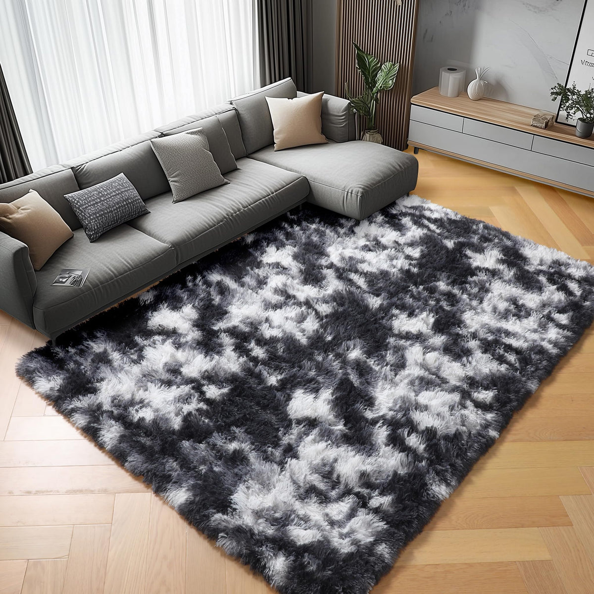 Runner Rugs for Bedroom Living Room, 2x6 Tie-Dyed Beige Hallway Area Rug