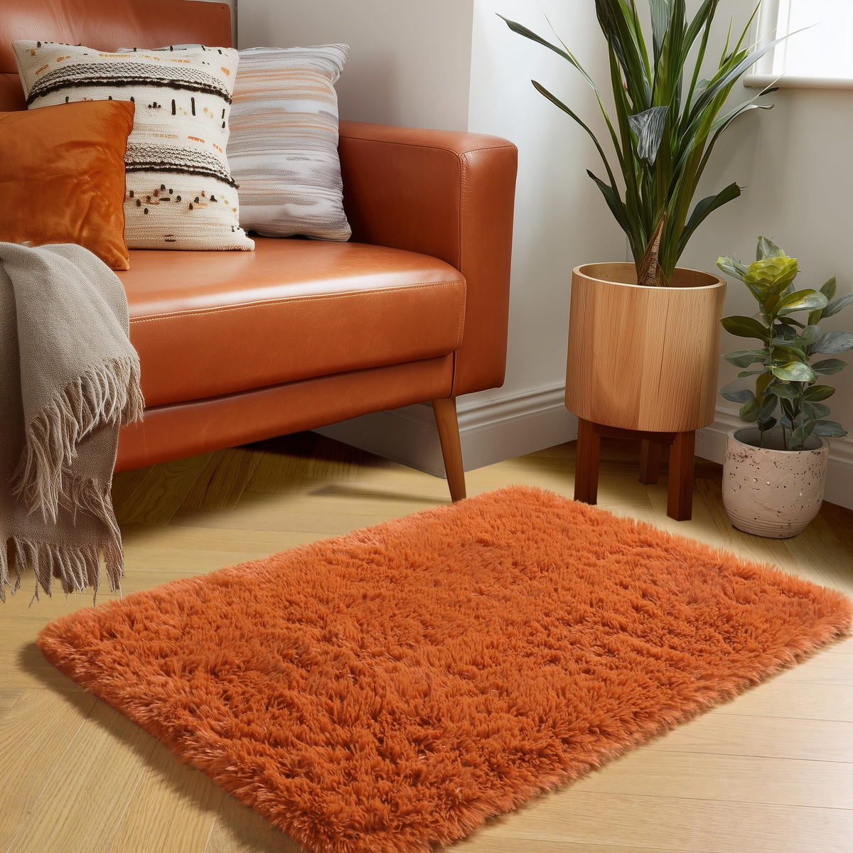 Amdrebio Light Pink Fluffy Fuzzy Area Rug 4x6 for Girls Bedroom Kids Room