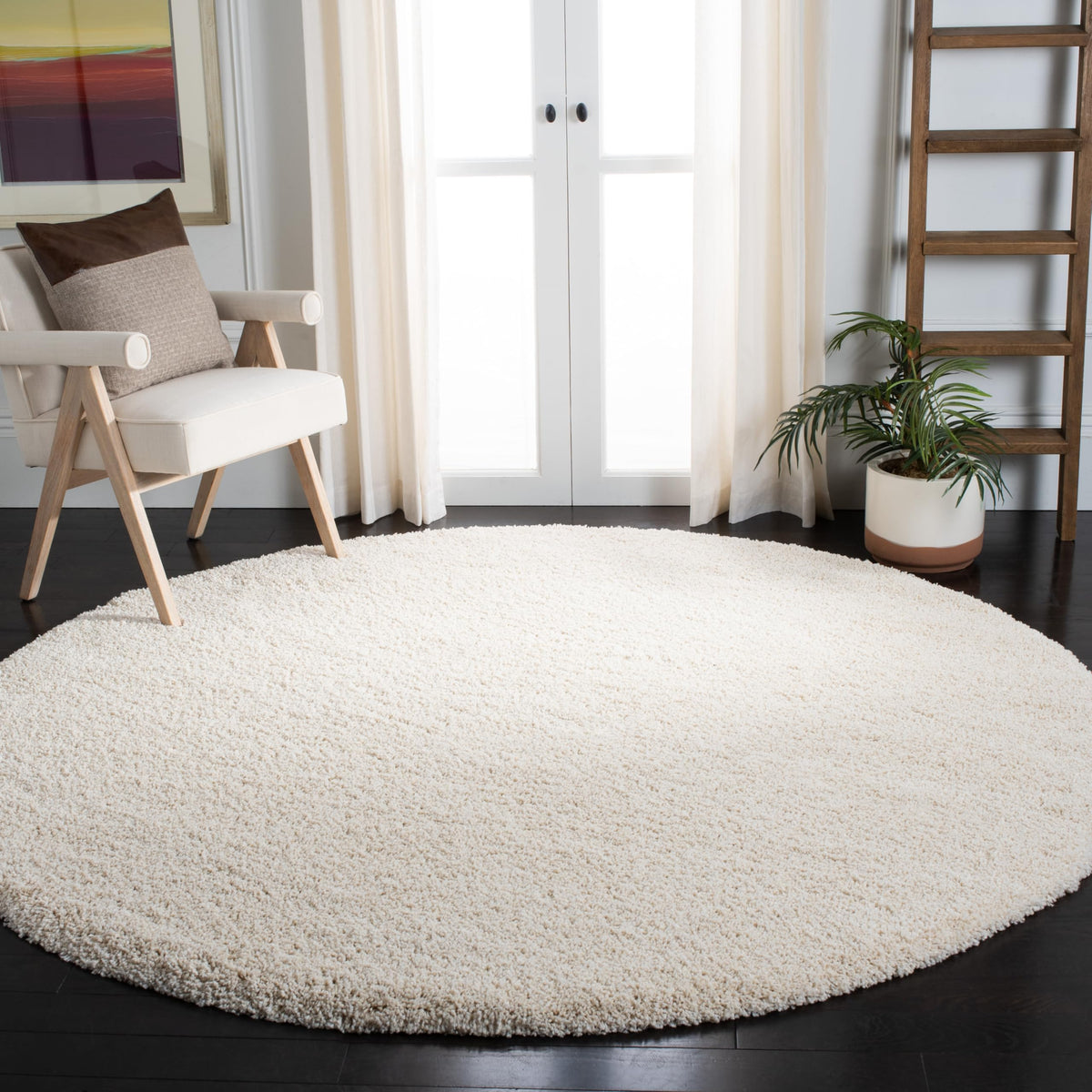 SAFAVIEH Milan Shag Collection 8' x 10' Ivory SG180 Solid Non-Shedding Living Room Bedroom Dining Room Entryway Plush 2-inch Thick Area Rug