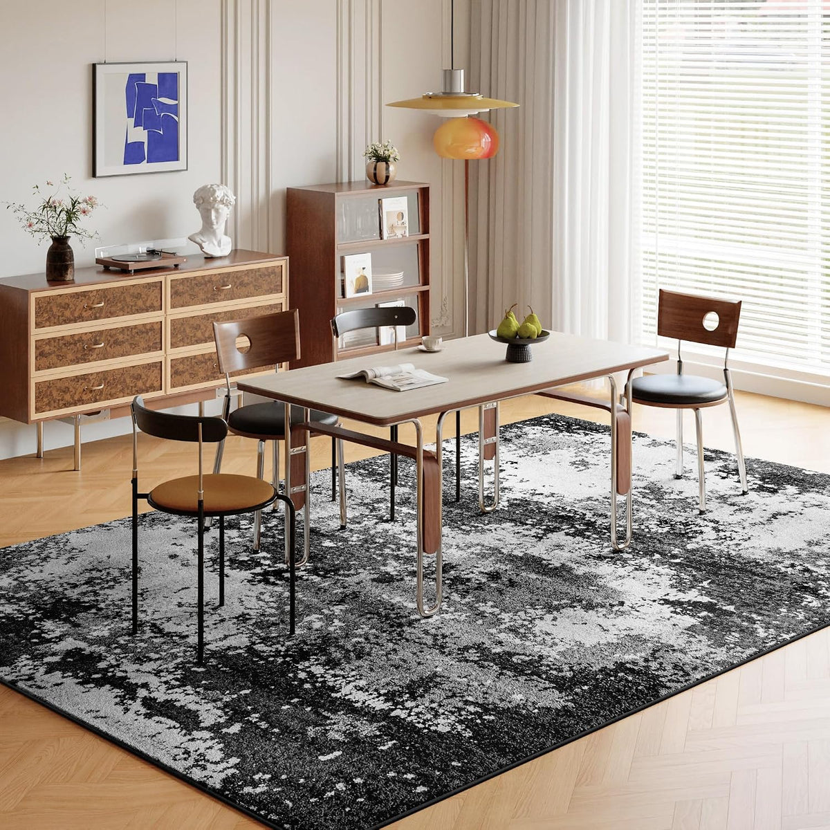 Black Washable Rug 5x7 Area Rugs for Living Room Bedroom Carpet