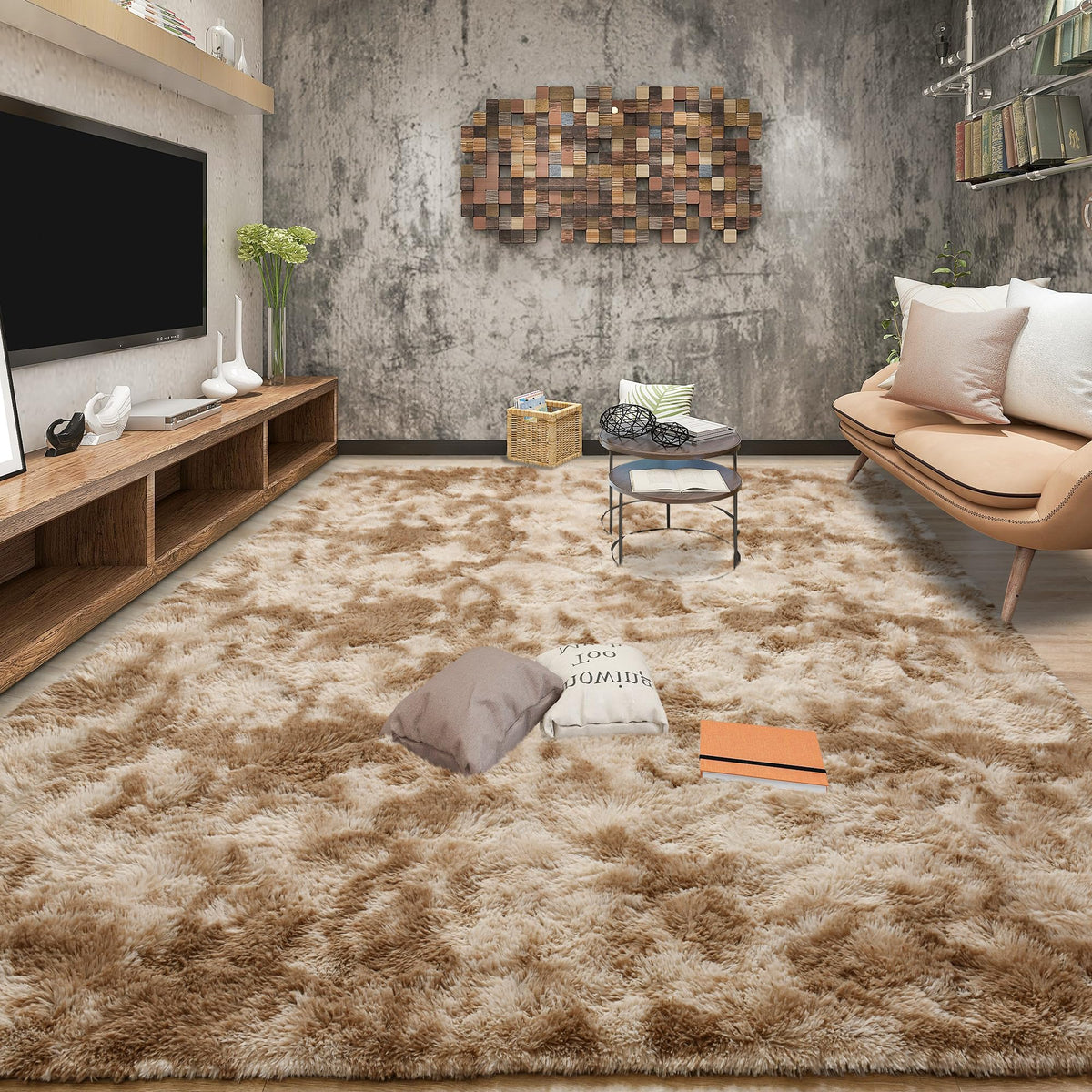 Tepook 4x6 Soft Fluffy Rug for Bedroom Fuzzy Black Rugs for Living Room