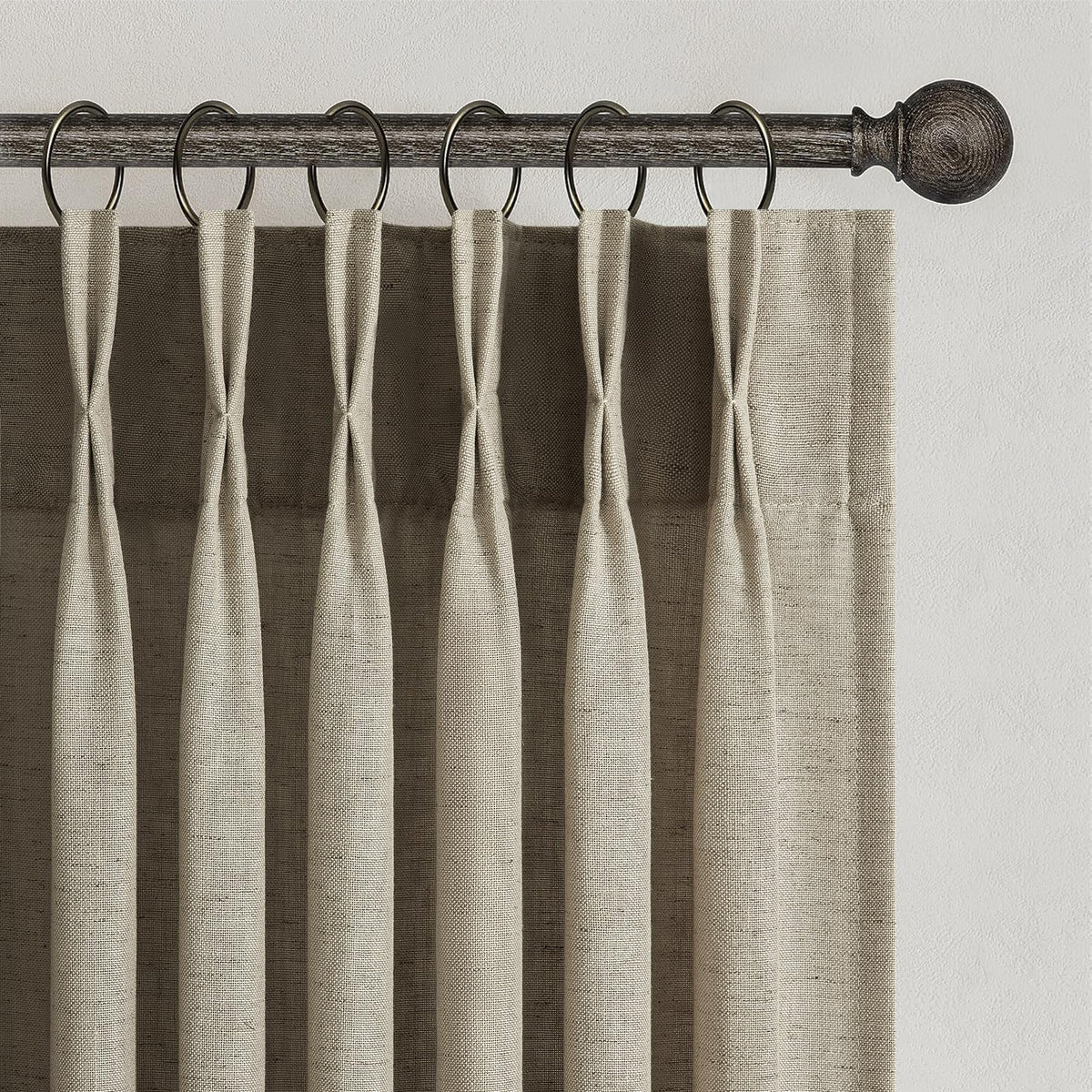 96 Inches Long Pinch Pleated Semi Sheer Curtains,Natural Linen Blended Light Filtering Window Curtains 96 Length 2 Panels for Living Room Bedroom Pinch Pleat Drapes with Hooks 2 Panels 40" Wx96 L