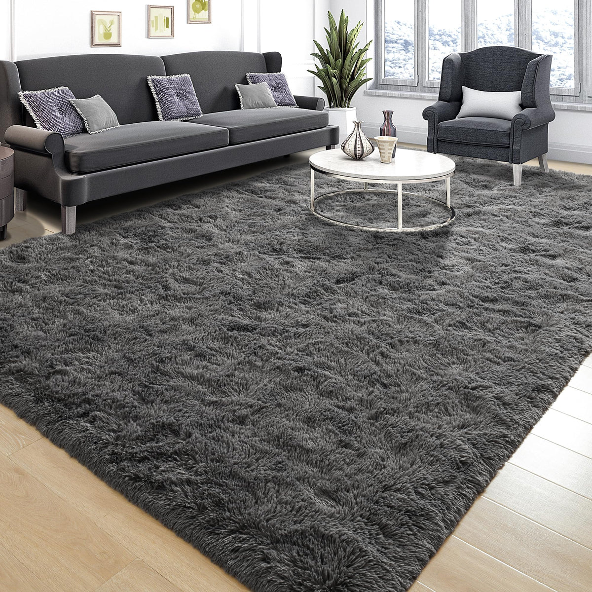 Tepook 4x6 Soft Fluffy Rug for Bedroom Fuzzy Black Rugs for Living Room