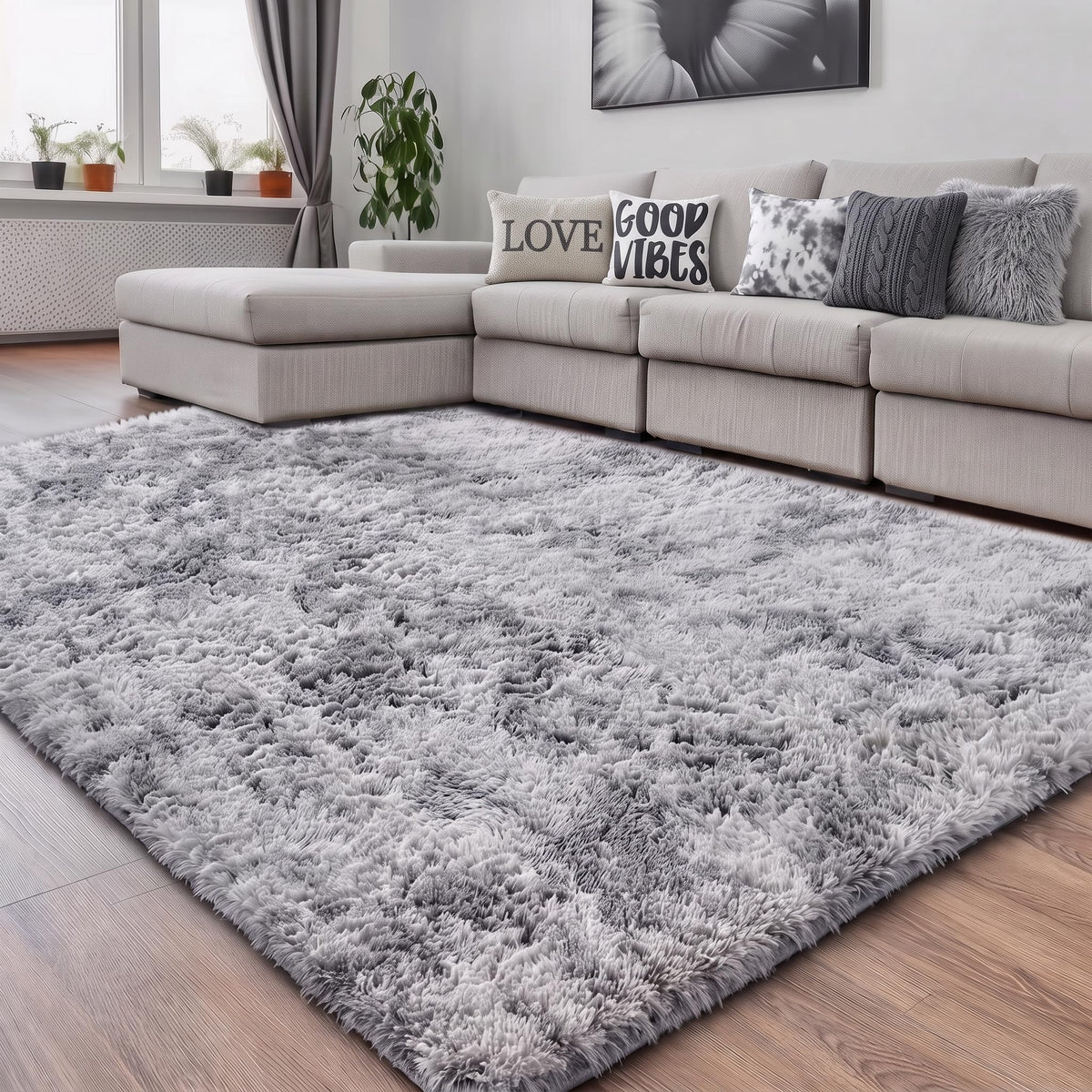 Amdrebio Light Pink Fluffy Fuzzy Area Rug 4x6 for Girls Bedroom Kids Room