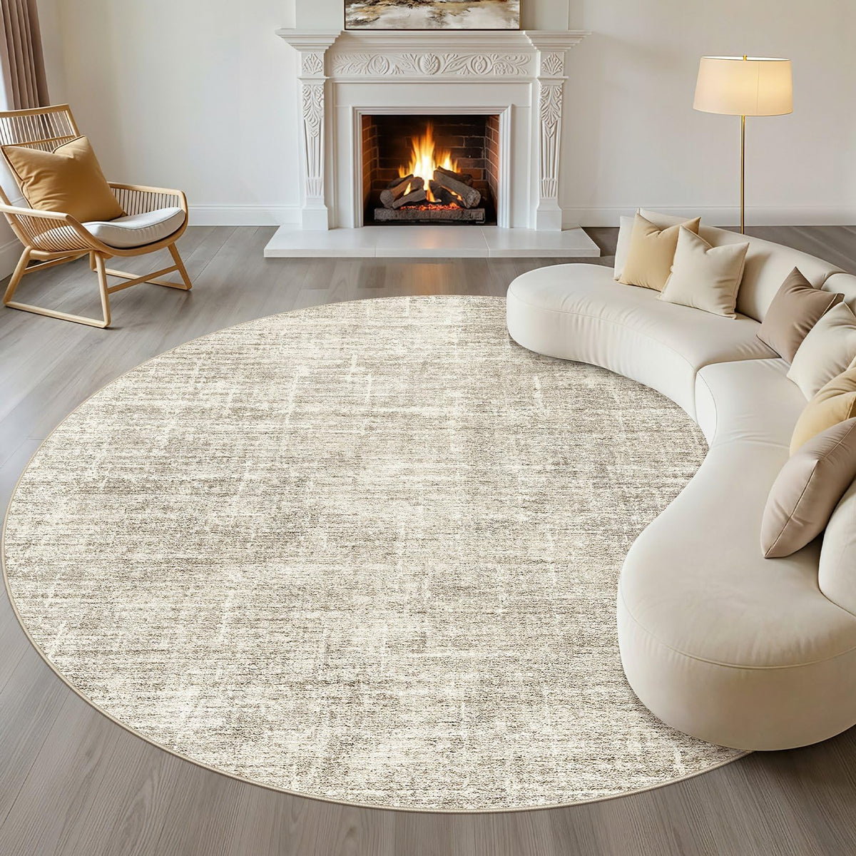LOONGRUG 8x10 Area Rugs Washable Neutral Modern Rug for Living Room Brown