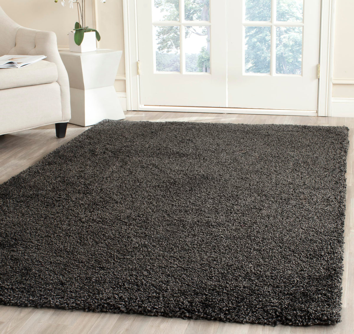SAFAVIEH Milan Shag Collection 8' x 10' Ivory SG180 Solid Non-Shedding Living Room Bedroom Dining Room Entryway Plush 2-inch Thick Area Rug