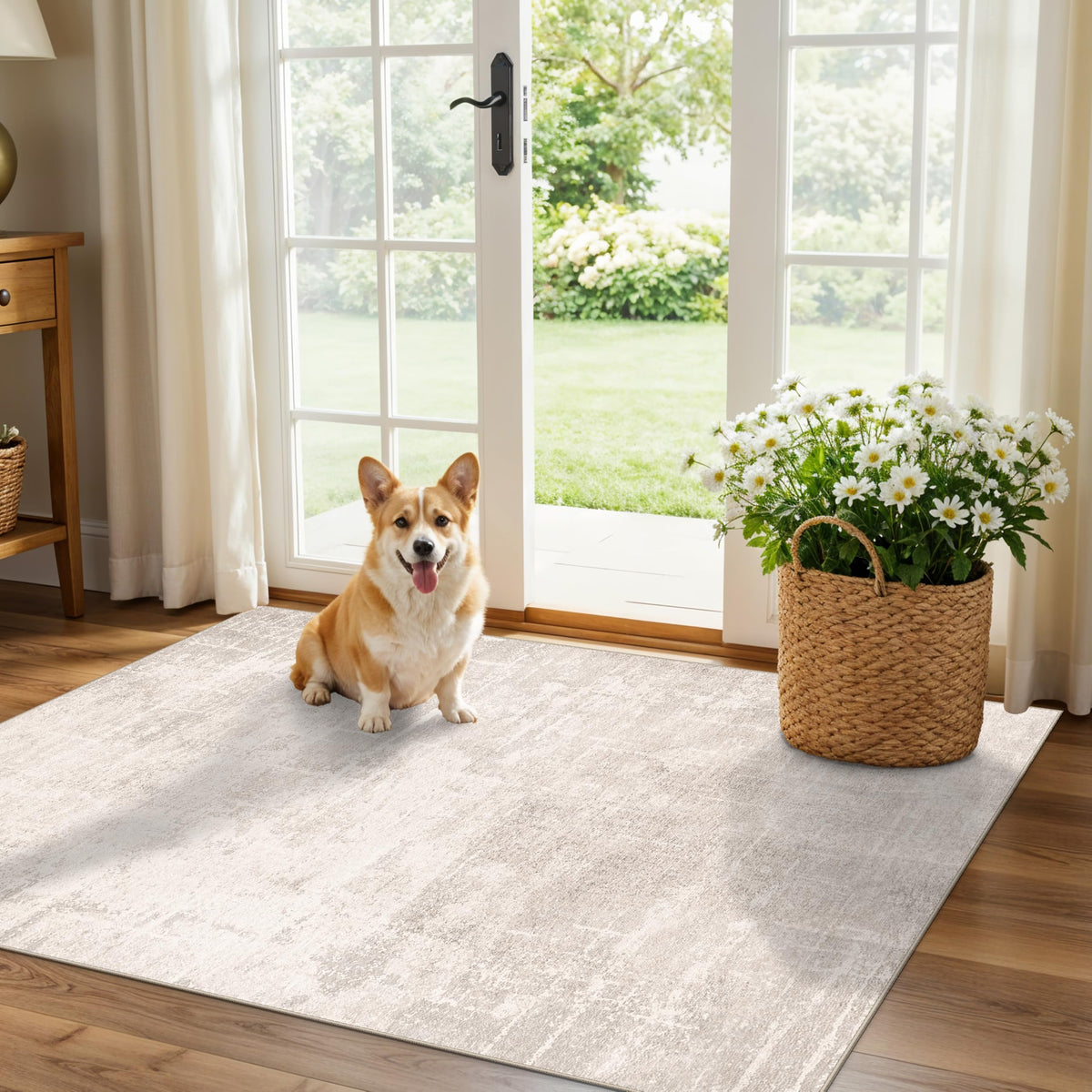 2x6 Hallway Washable Runner Rug : Vintage Soft Kitchen Laundry Runner with Non Slip Backing Farmhouse Entryway Living Room Floor Mat Stain Resistant Carpet for Bedroom Bathroom Distressed Beside Rug