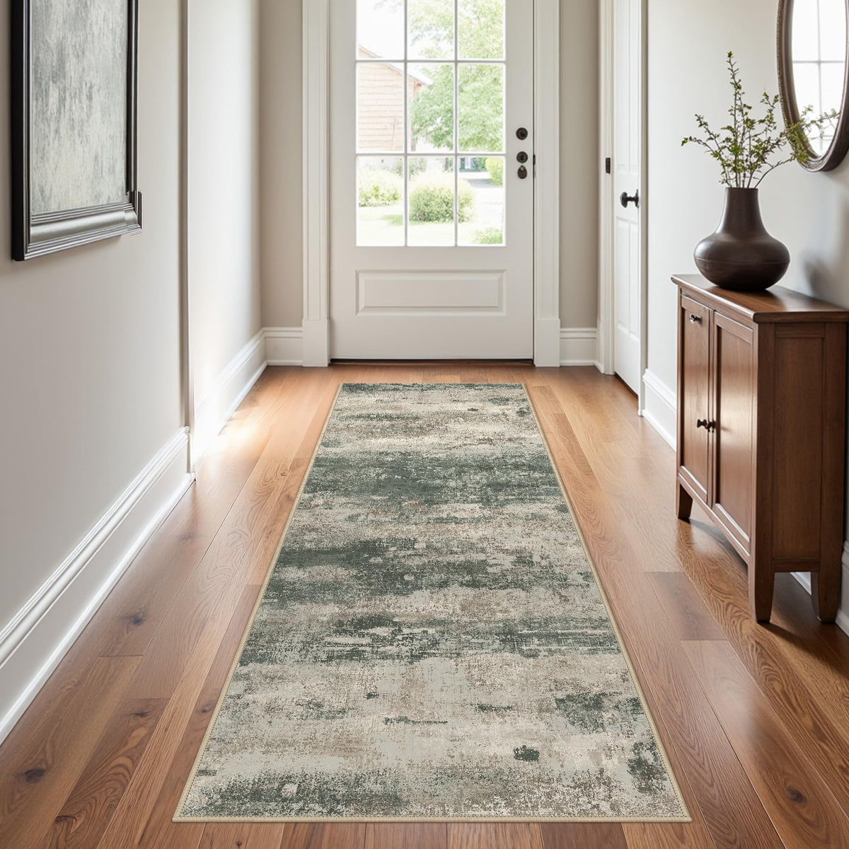 BEIMO 5x7 Green Abstract Area Rug, Washable Non-Slip for Bedroom