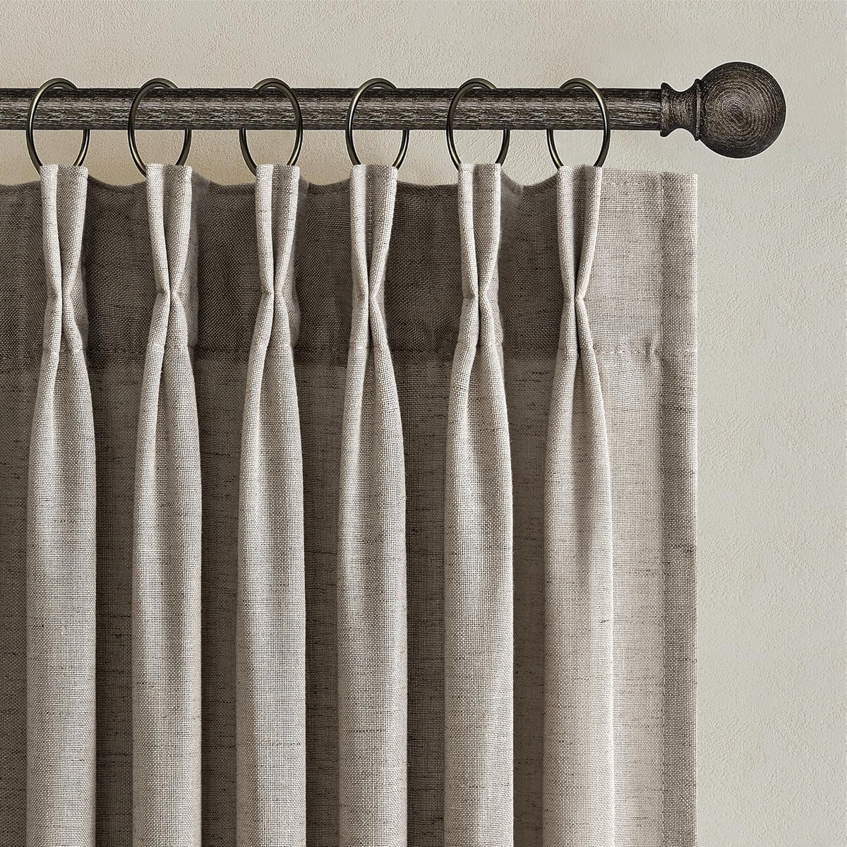 96 Inches Long Pinch Pleated Semi Sheer Curtains,Natural Linen Blended Light Filtering Window Curtains 96 Length 2 Panels for Living Room Bedroom Pinch Pleat Drapes with Hooks 2 Panels 40" Wx96 L