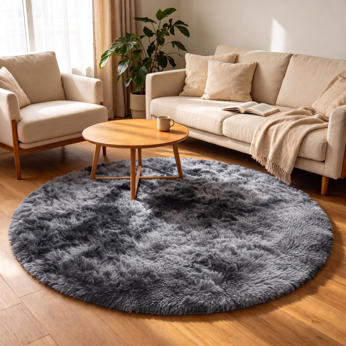 Runner Rugs for Bedroom Living Room, 2x6 Tie-Dyed Beige Hallway Area Rug