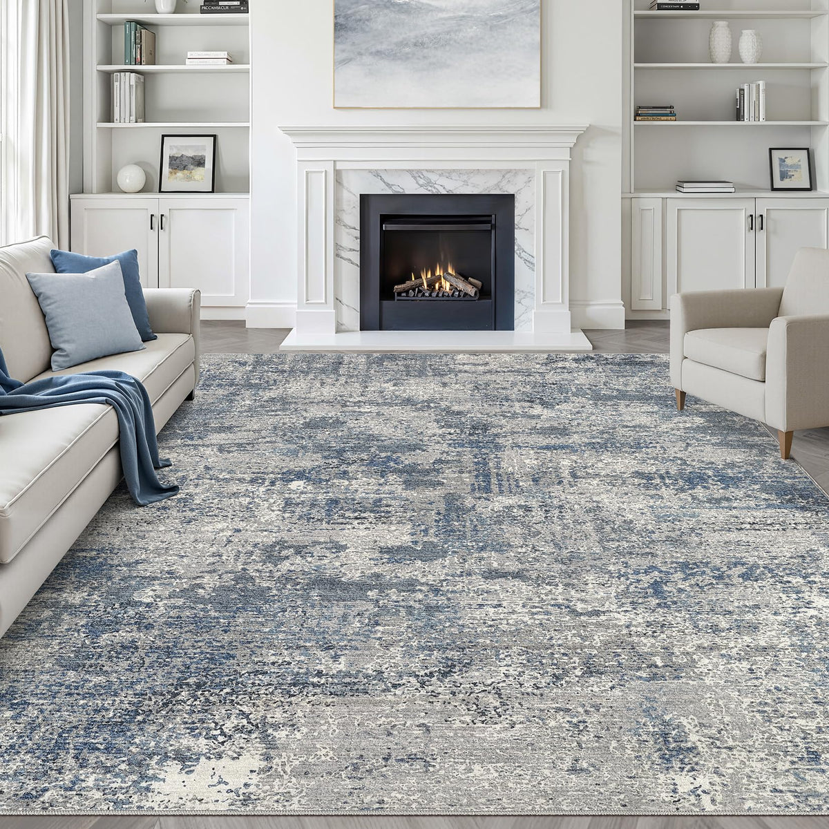 LOONGRUG 8x10 Area Rugs Washable Neutral Modern Rug for Living Room Brown