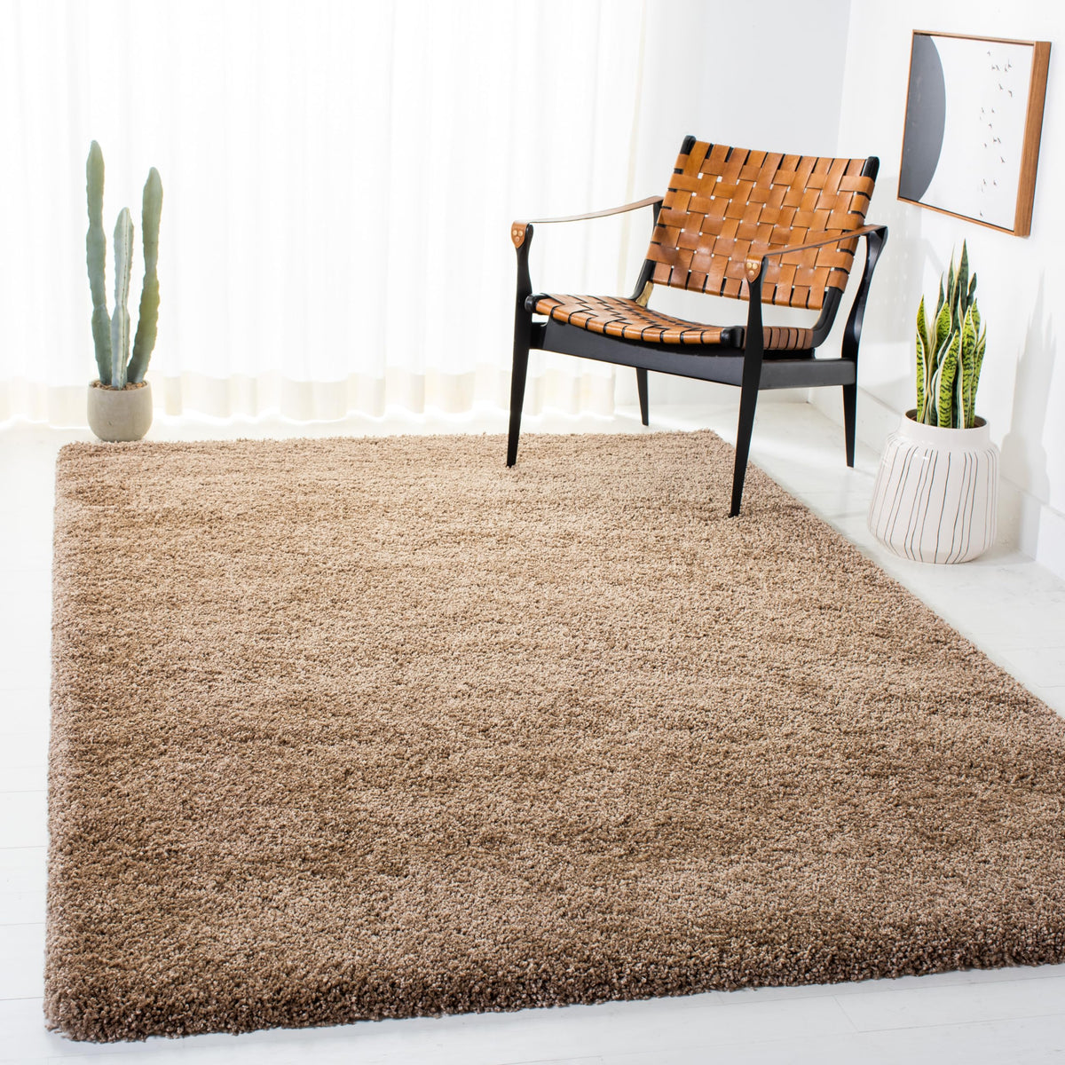 SAFAVIEH Milan Shag Collection 8' x 10' Ivory SG180 Solid Non-Shedding Living Room Bedroom Dining Room Entryway Plush 2-inch Thick Area Rug