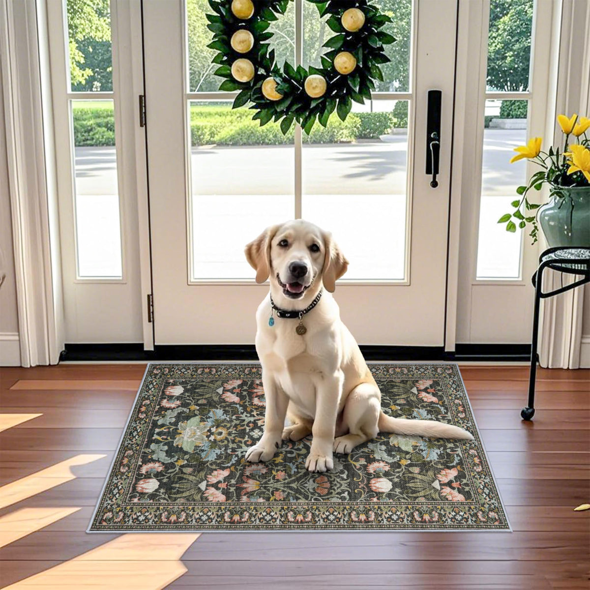 2x6 Hallway Washable Runner Rug : Vintage Soft Kitchen Laundry Runner with Non Slip Backing Farmhouse Entryway Living Room Floor Mat Stain Resistant Carpet for Bedroom Bathroom Distressed Beside Rug