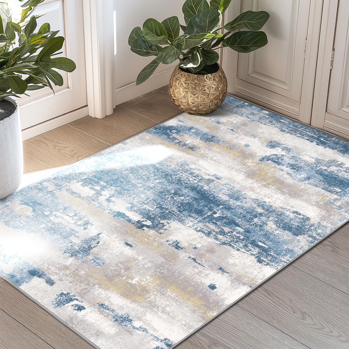 BEIMO 5x7 Green Abstract Area Rug, Washable Non-Slip for Bedroom