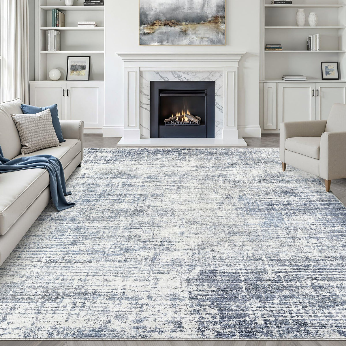 LOONGRUG 8x10 Area Rugs Washable Neutral Modern Rug for Living Room Brown