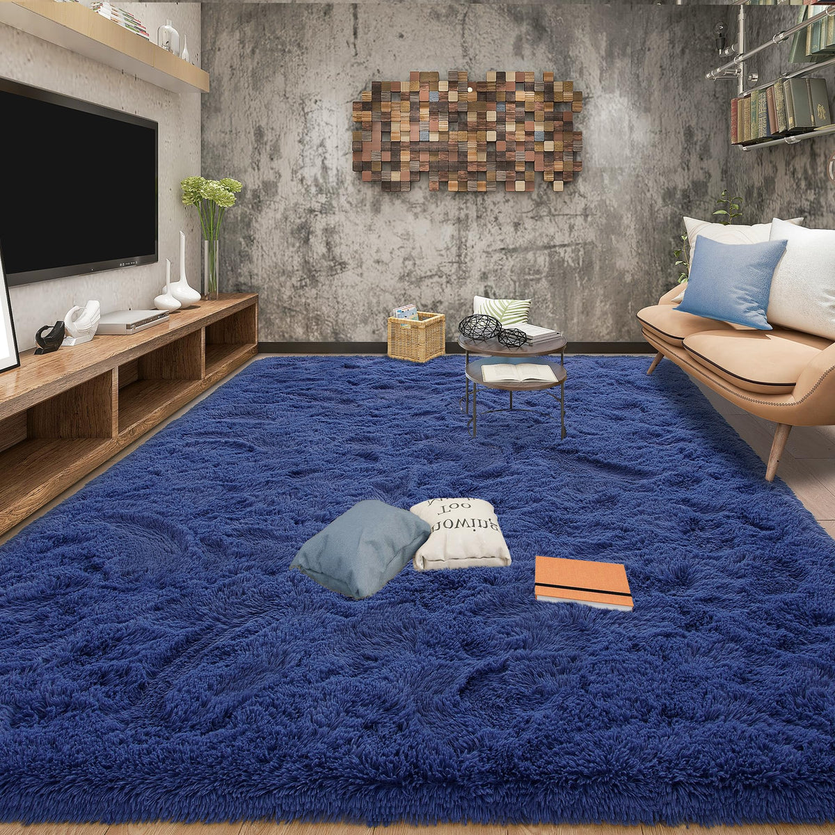 Tepook 4x6 Soft Fluffy Rug for Bedroom Fuzzy Black Rugs for Living Room