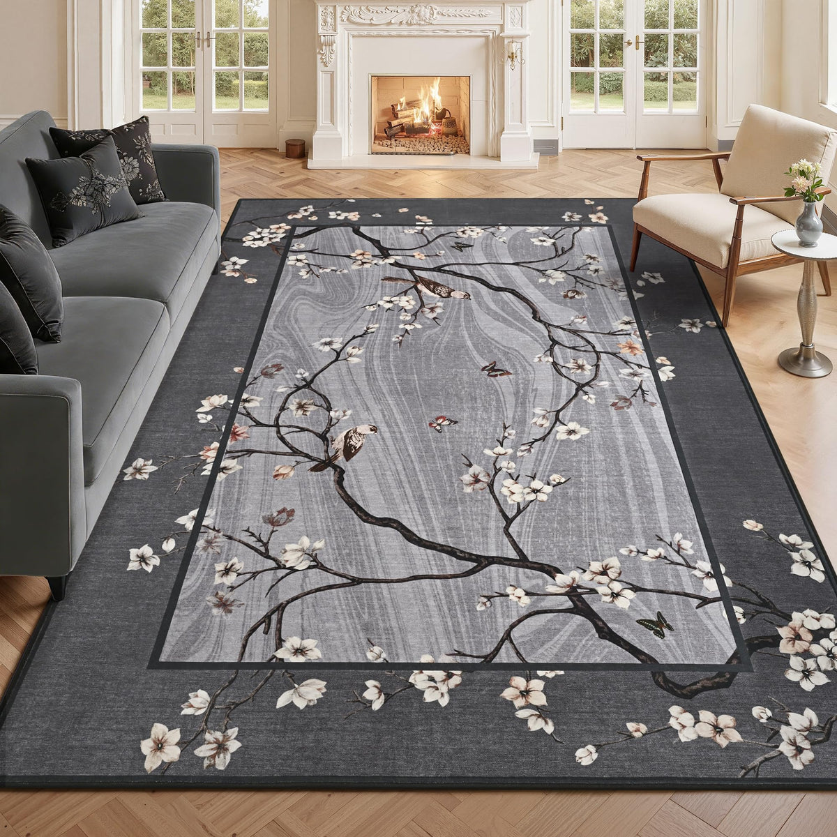 Foxmas 4x6 Purple Floral Area Rug