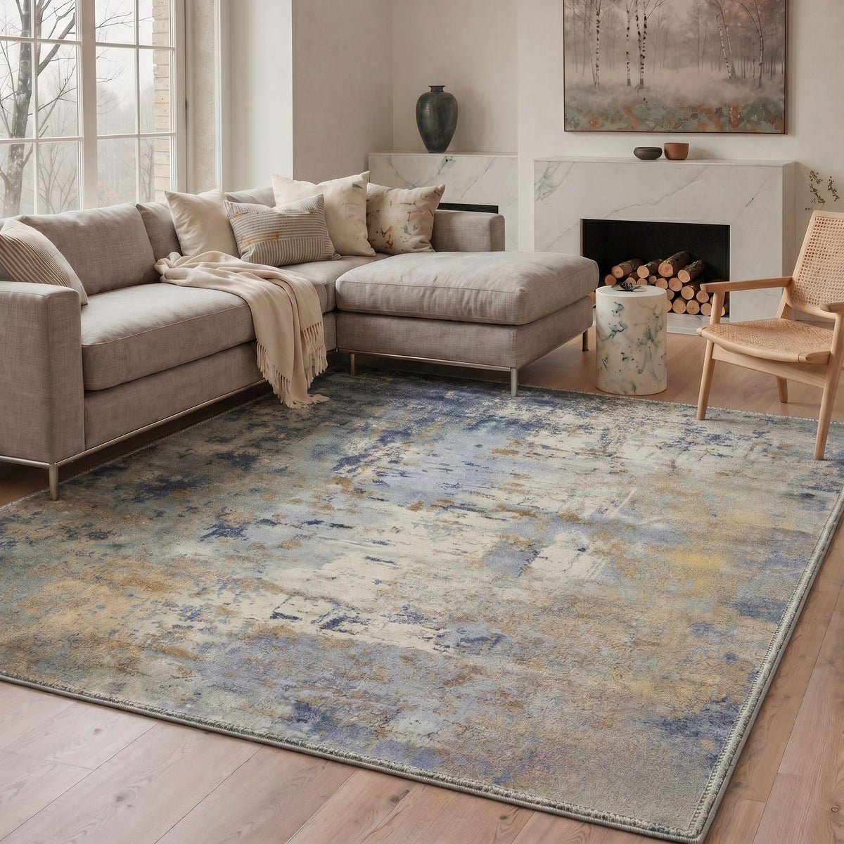 BEIMO 5x7 Green Abstract Area Rug, Washable Non-Slip for Bedroom