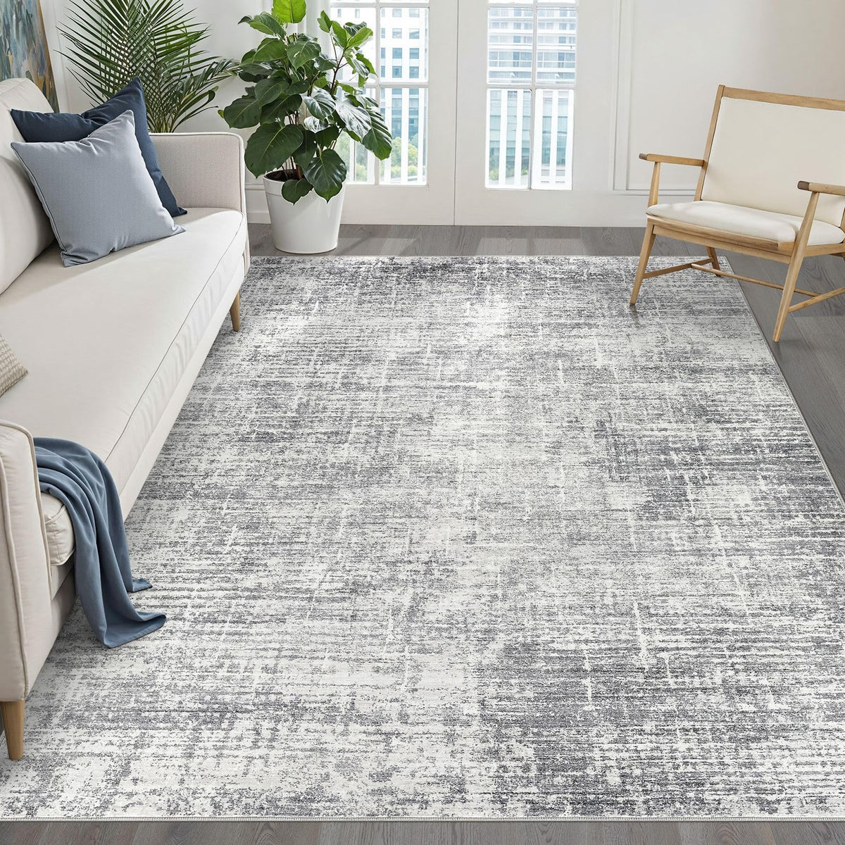 LOONGRUG 8x10 Area Rugs Washable Neutral Modern Rug for Living Room Brown
