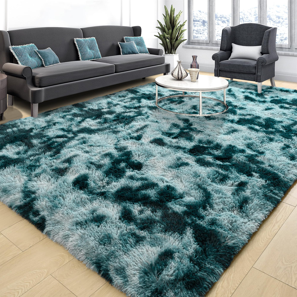 Tepook 4x6 Soft Fluffy Rug for Bedroom Fuzzy Black Rugs for Living Room
