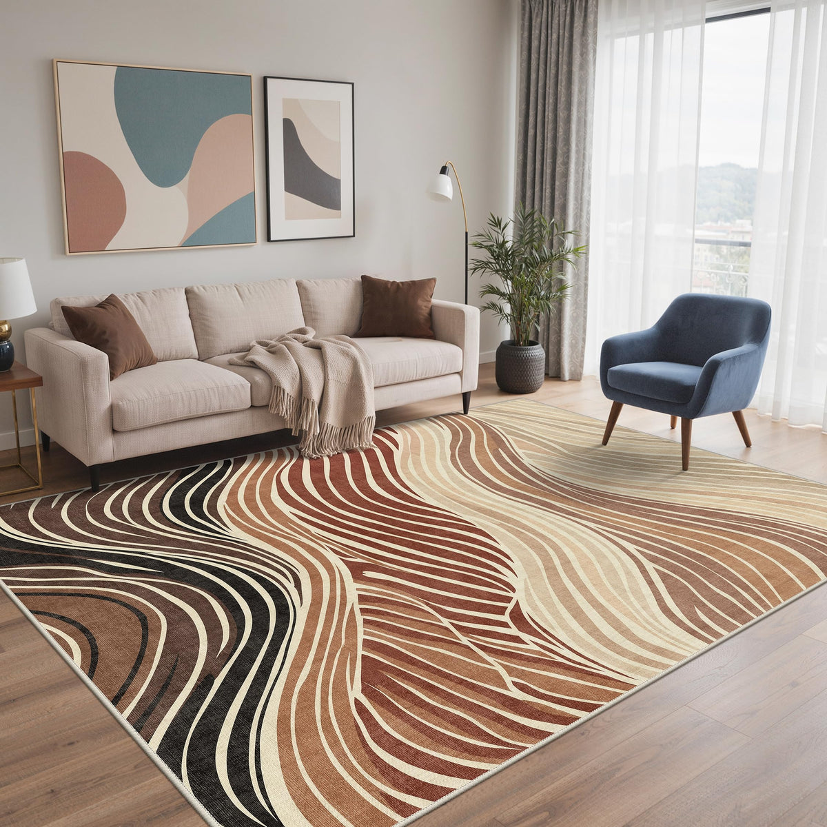 BEIMO 5x7 Green Abstract Area Rug, Washable Non-Slip for Bedroom