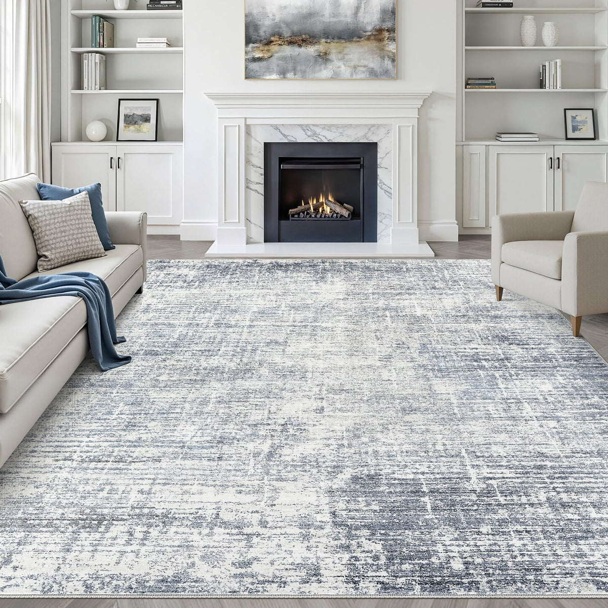 LOONGRUG 8x10 Area Rugs Washable Neutral Modern Rug for Living Room Brown