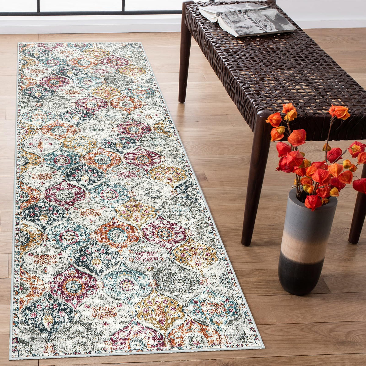 Lahome Moroccan Washable Small Area Rug, 3x5 Rug for Bedroom Living Room