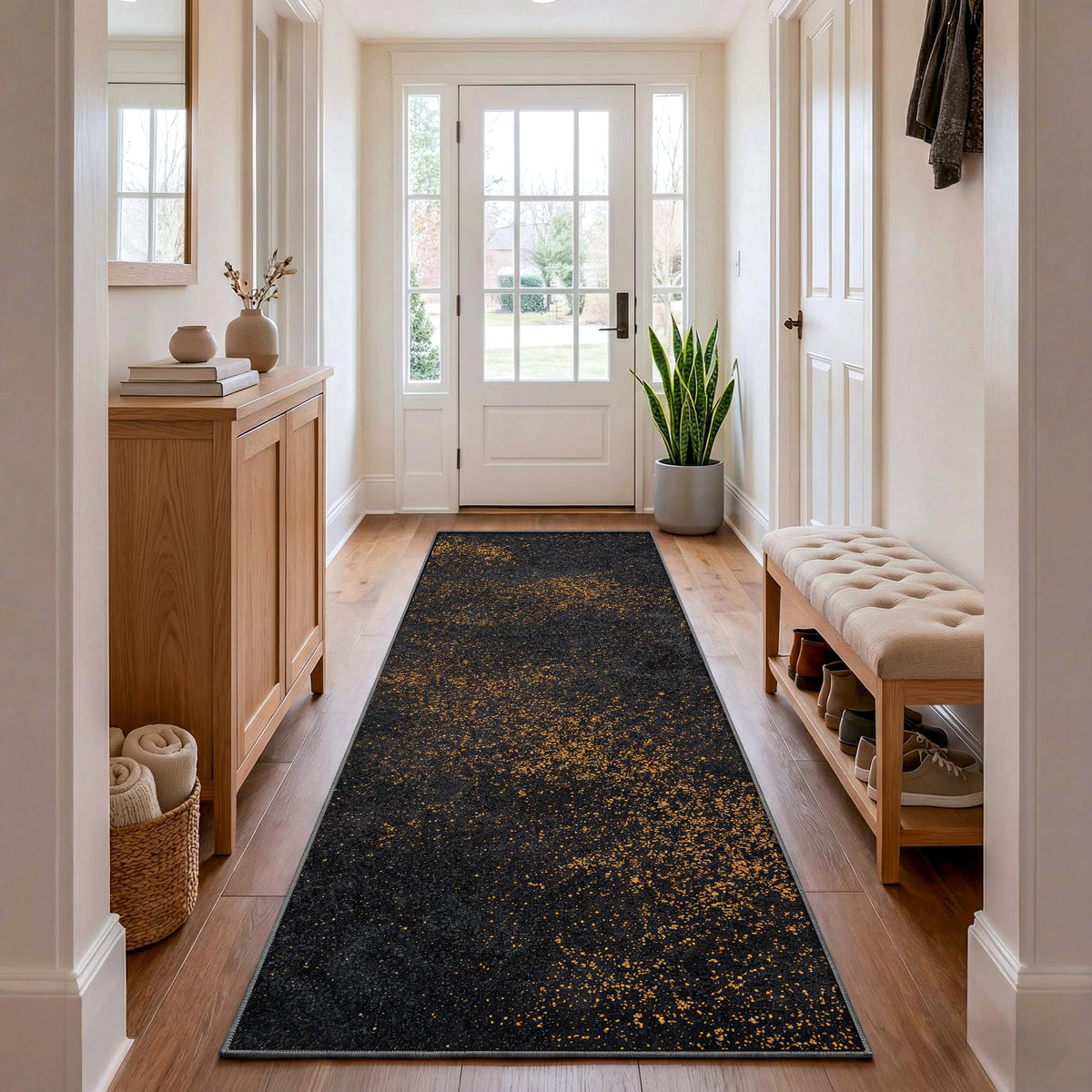 Black Washable Rug 5x7 Area Rugs for Living Room Bedroom Carpet