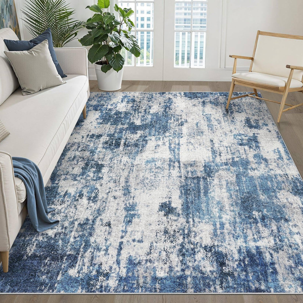 LOONGRUG 8x10 Area Rugs Washable Neutral Modern Rug for Living Room Brown